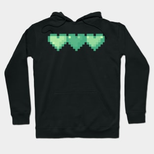 Green Hearts in a Row Pixel Art Hoodie